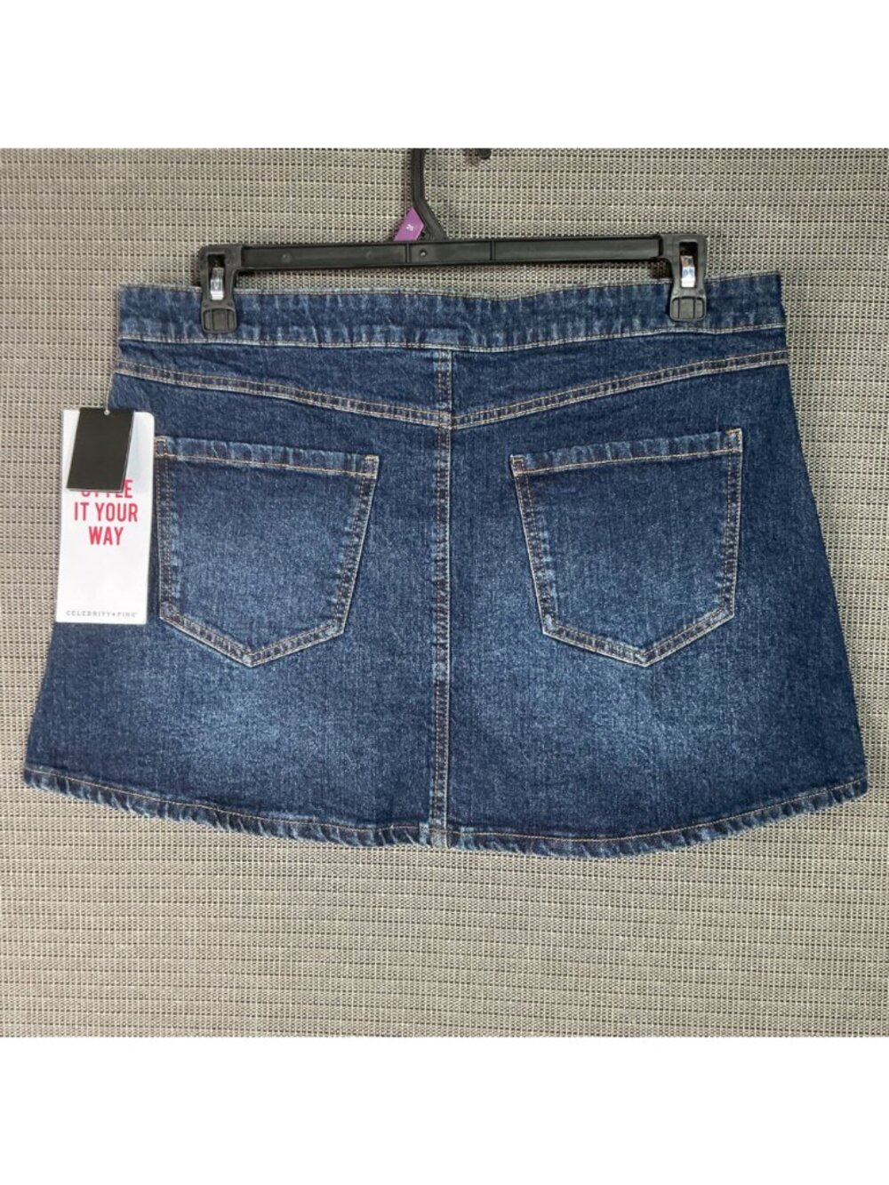 Celebrity Pink Women's XL Denim Western Style Pleated Mini Skirt Side Pockets - Picture 2 of 10